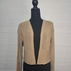 Elegant Open-Front Cardigan in Tan